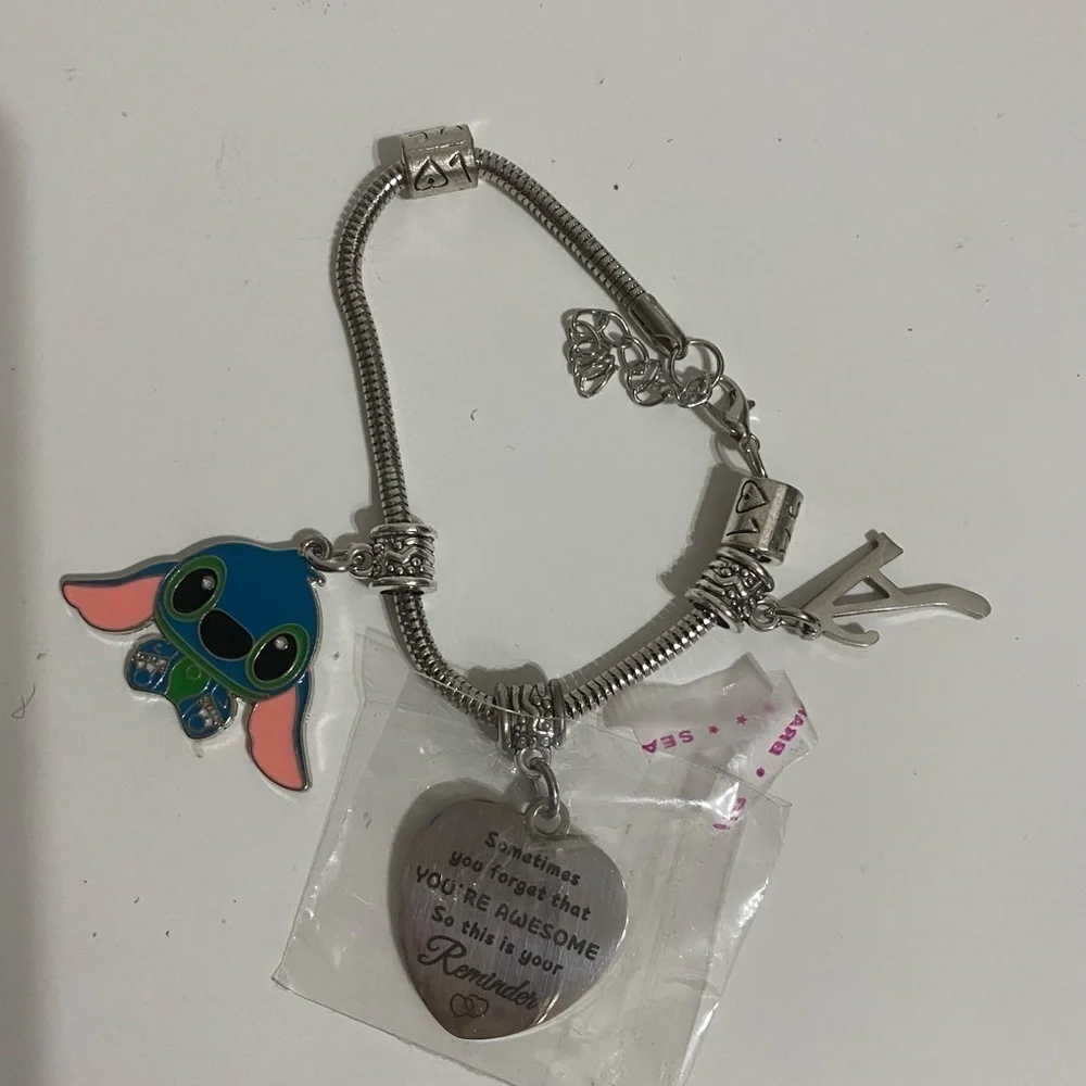 Stitch Bracelet with Initial Letter, Gifts for Sister, daughter, best friend